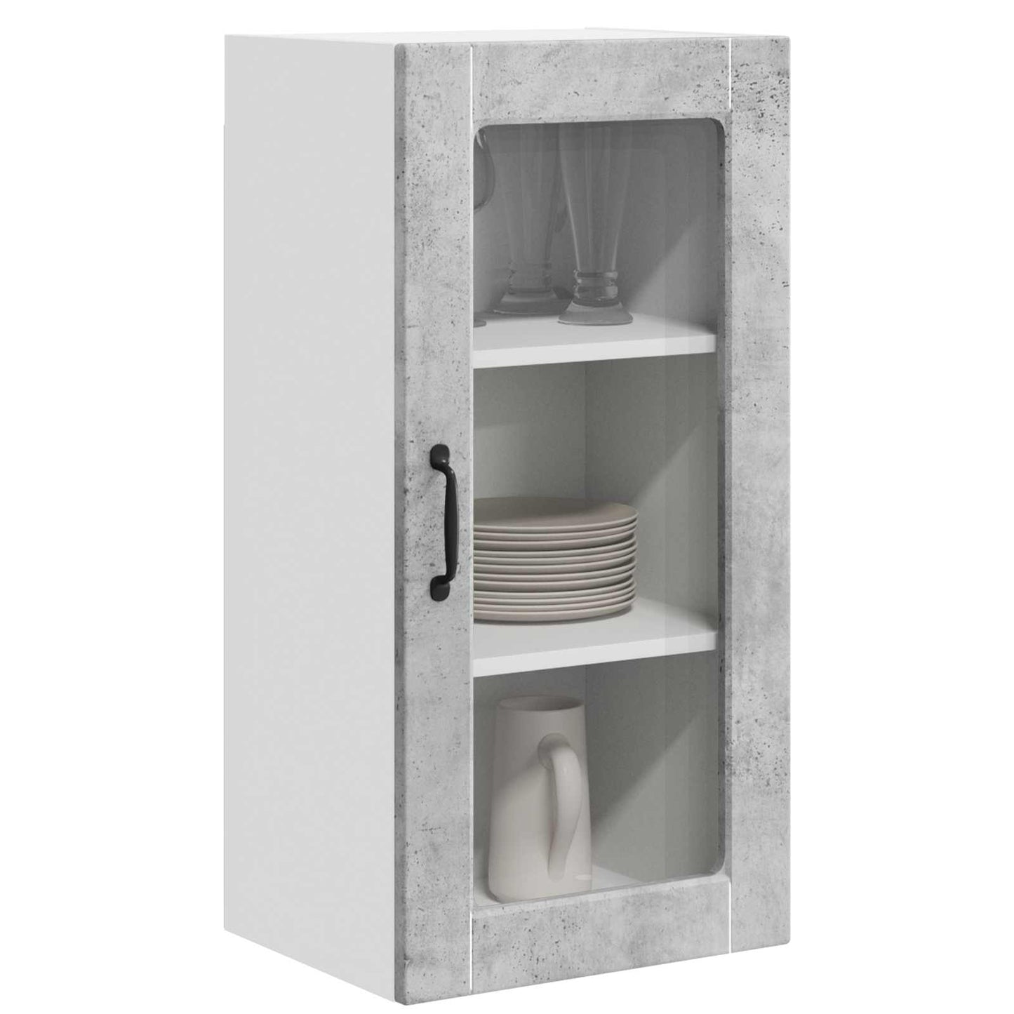 Wall Glass Cabinet LUCCA 2 pcs Concrete Grey 40 x 31 x 80 cm