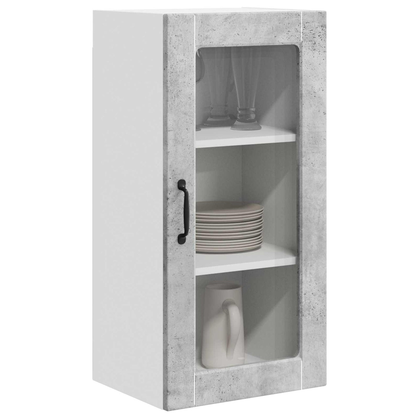 Wall Glass Cabinet LUCCA 2 pcs Concrete Grey Engineered Wood