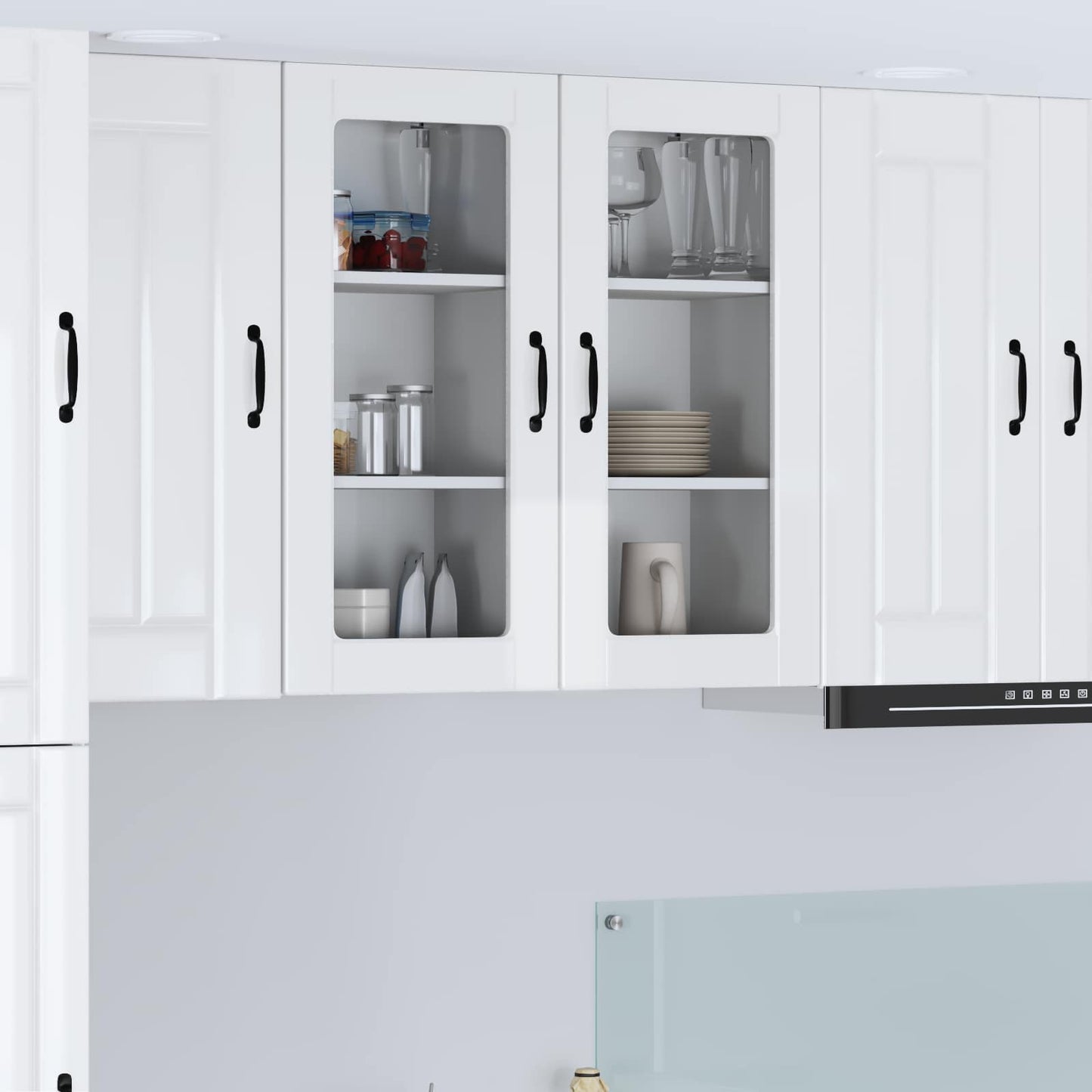 Wall Glass Cabinet LUCCA High Gloss White 40 x 31 x 80 cm