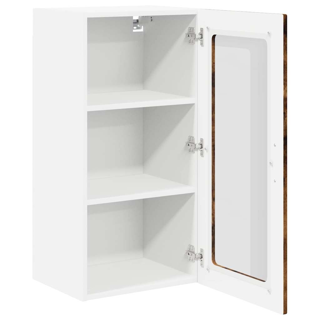 Wall Glass Cabinet LUCCA Smoked Oak 40 x 31 x 80 cm