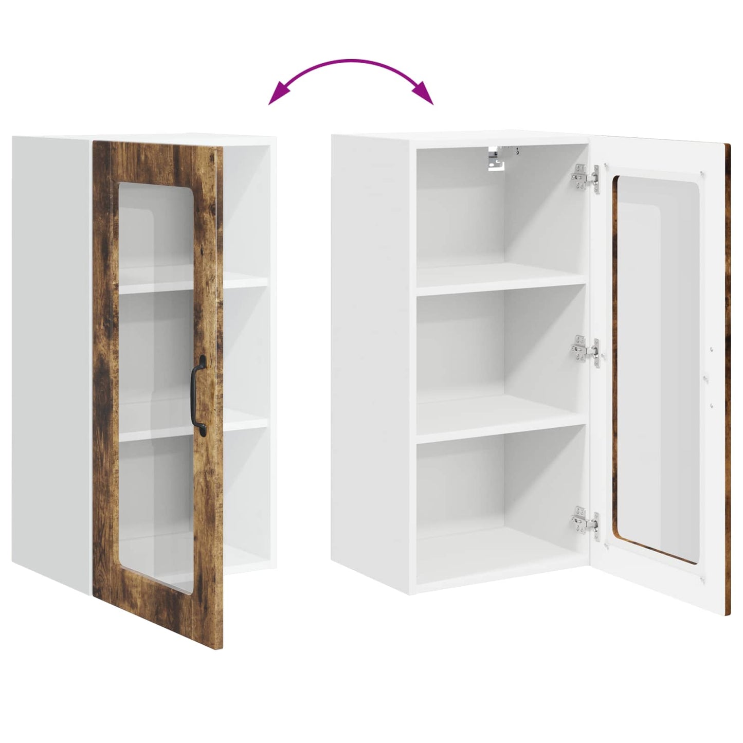 Wall Glass Cabinet LUCCA Smoked Oak 40 x 31 x 80 cm