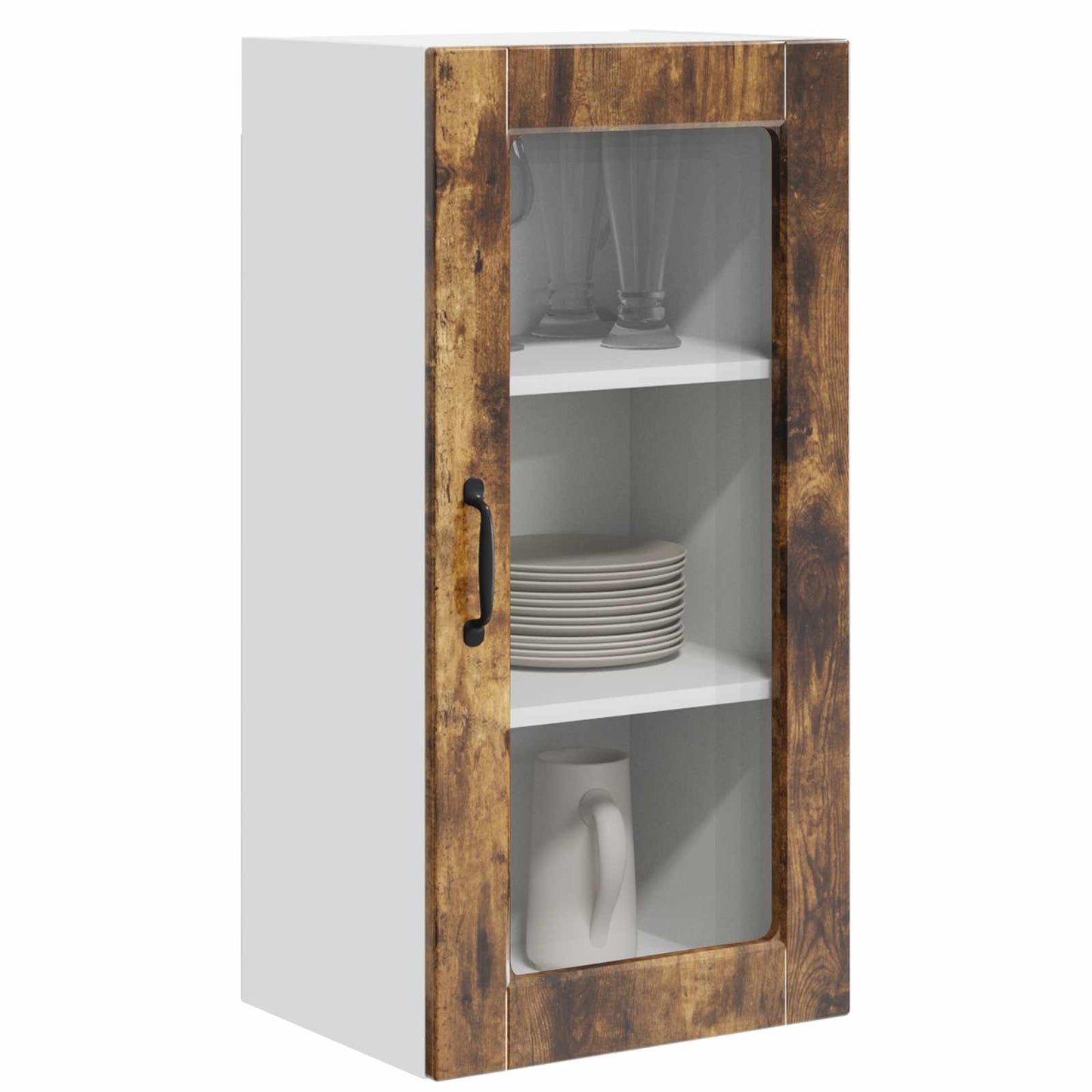 Wall Glass Cabinet LUCCA Smoked Oak 40 x 31 x 80 cm