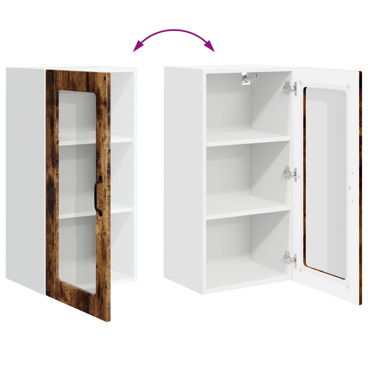 Wall Glass Cabinet LUCCA 2 pcs Smoked Oak 40 x 31 x 80 cm