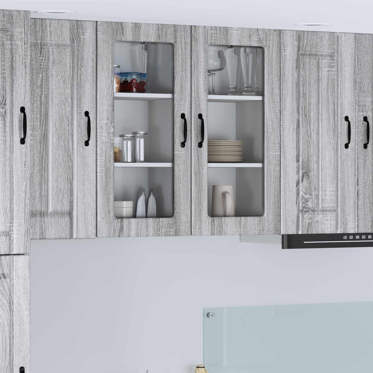Wall Glass Cabinet LUCCA Grey Sonoma 40 x 31 x 80 cm