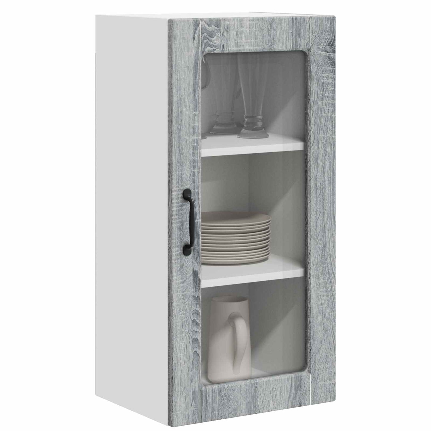 Wall Glass Cabinet LUCCA Grey Sonoma 40 x 31 x 80 cm