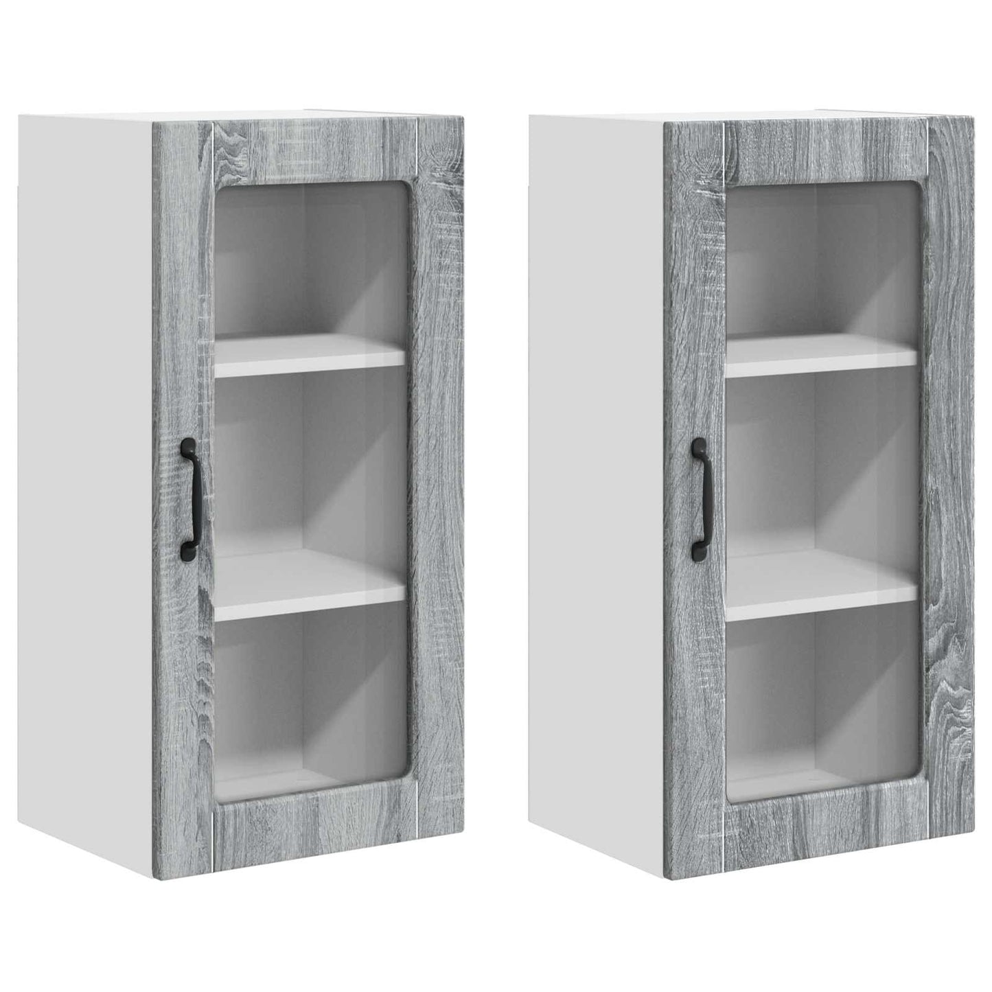 Wall Glass Cabinet LUCCA 2 pcs Grey Sonoma 40 x 31 x 80 cm