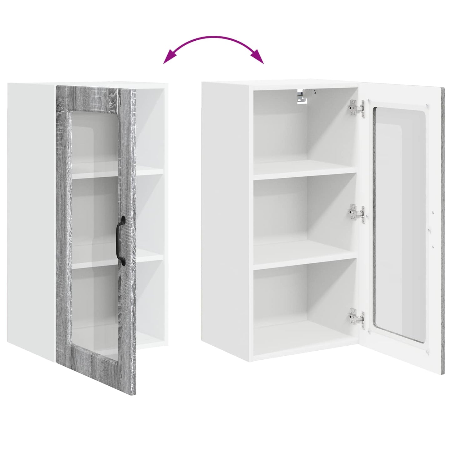 Wall Glass Cabinet LUCCA 2 pcs Grey Sonoma 40 x 31 x 80 cm