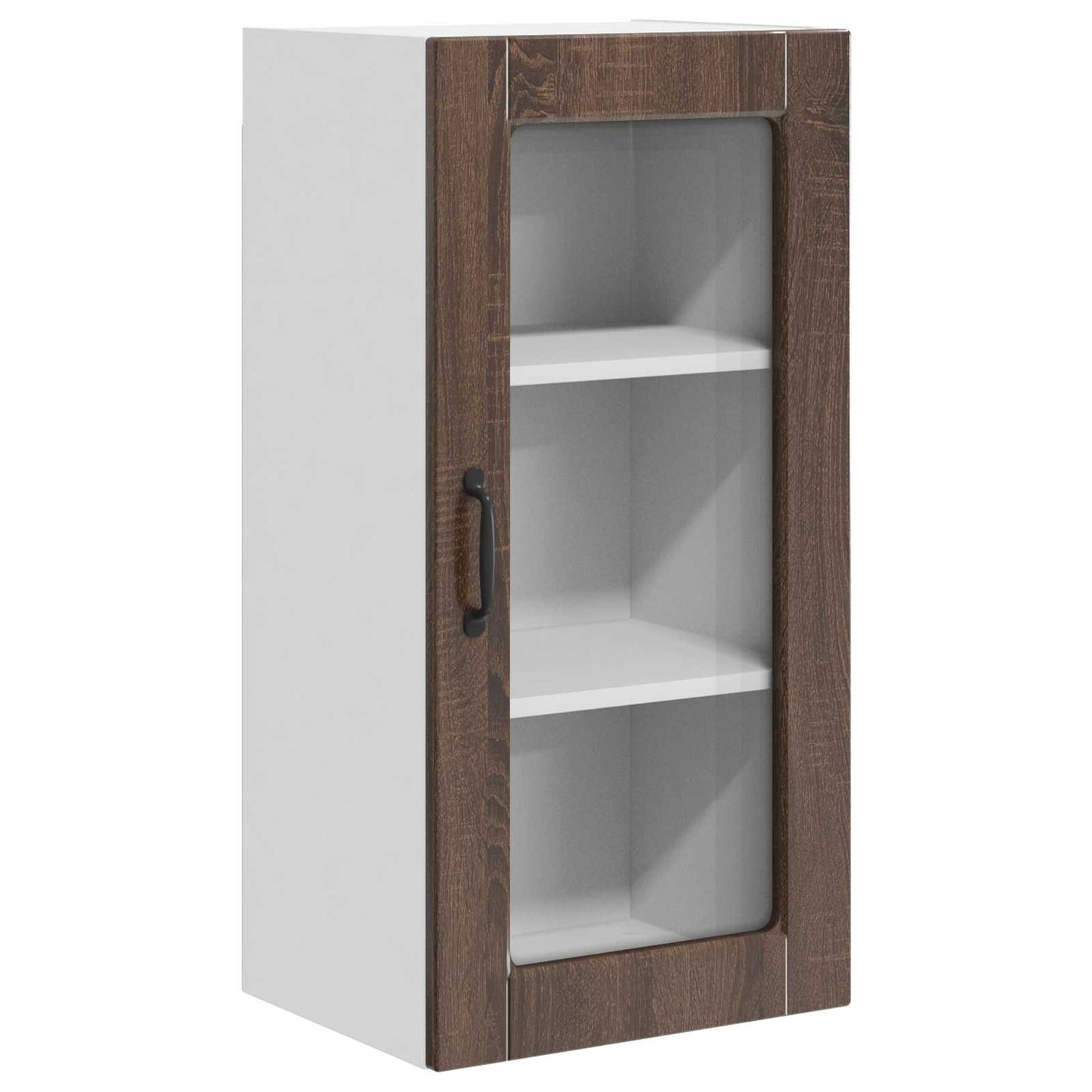 Wall Glass Cabinet LUCCA Brown Oak 40 x 31 x 80 cm