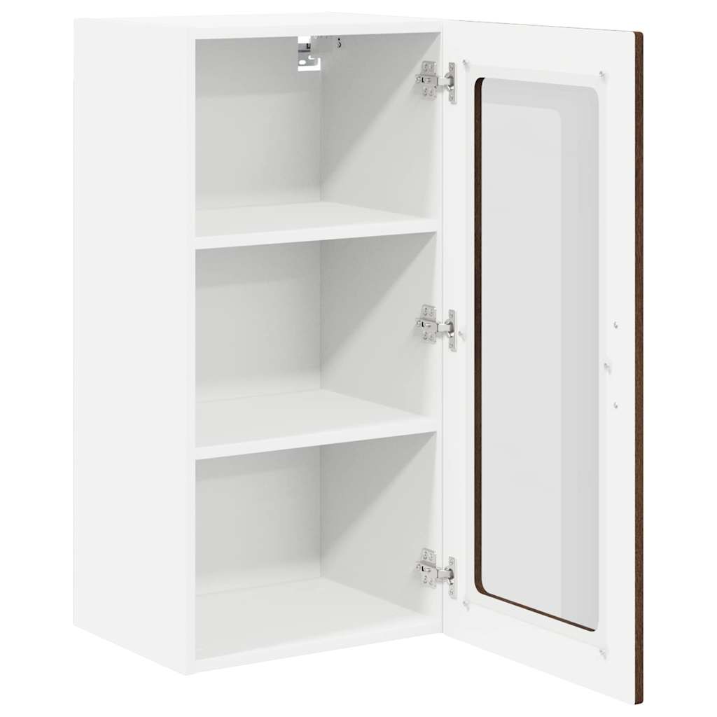 Wall Glass Cabinet LUCCA 2 pcs Brown Oak 40 x 31 x 80 cm