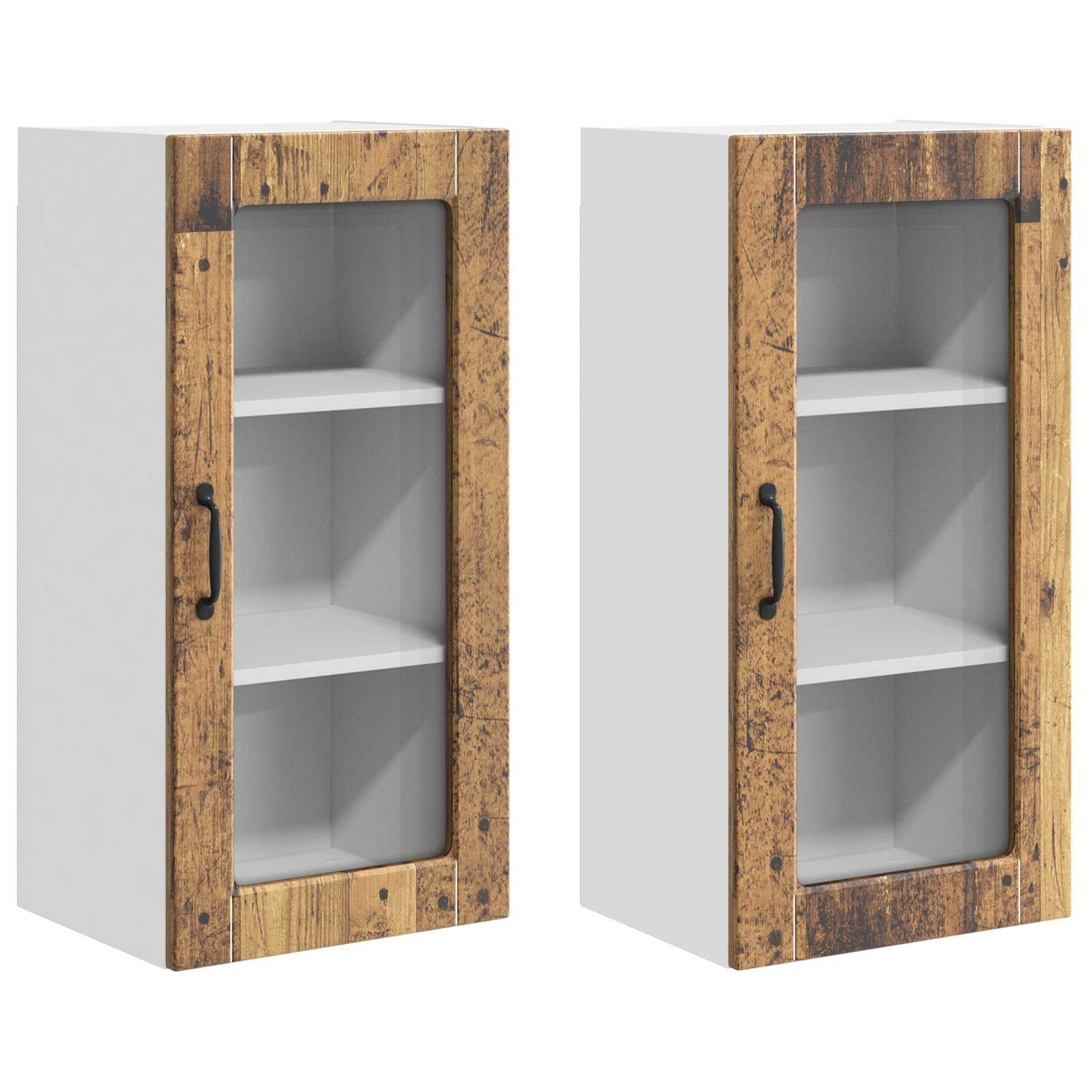 Wall Glass Cabinet LUCCA 2 pcs Old Wood 40 x 31 x 80 cm