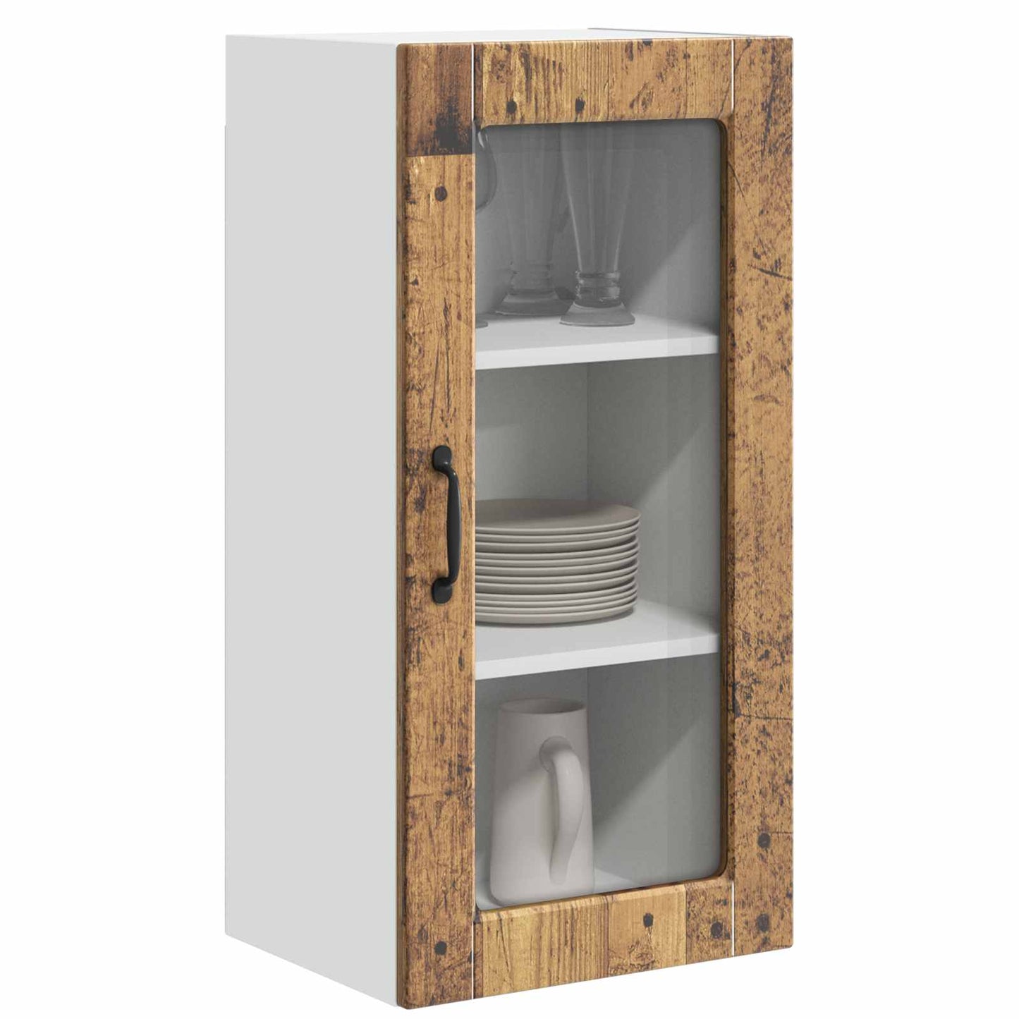 Wall Glass Cabinet LUCCA 2 pcs Old Wood 40 x 31 x 80 cm