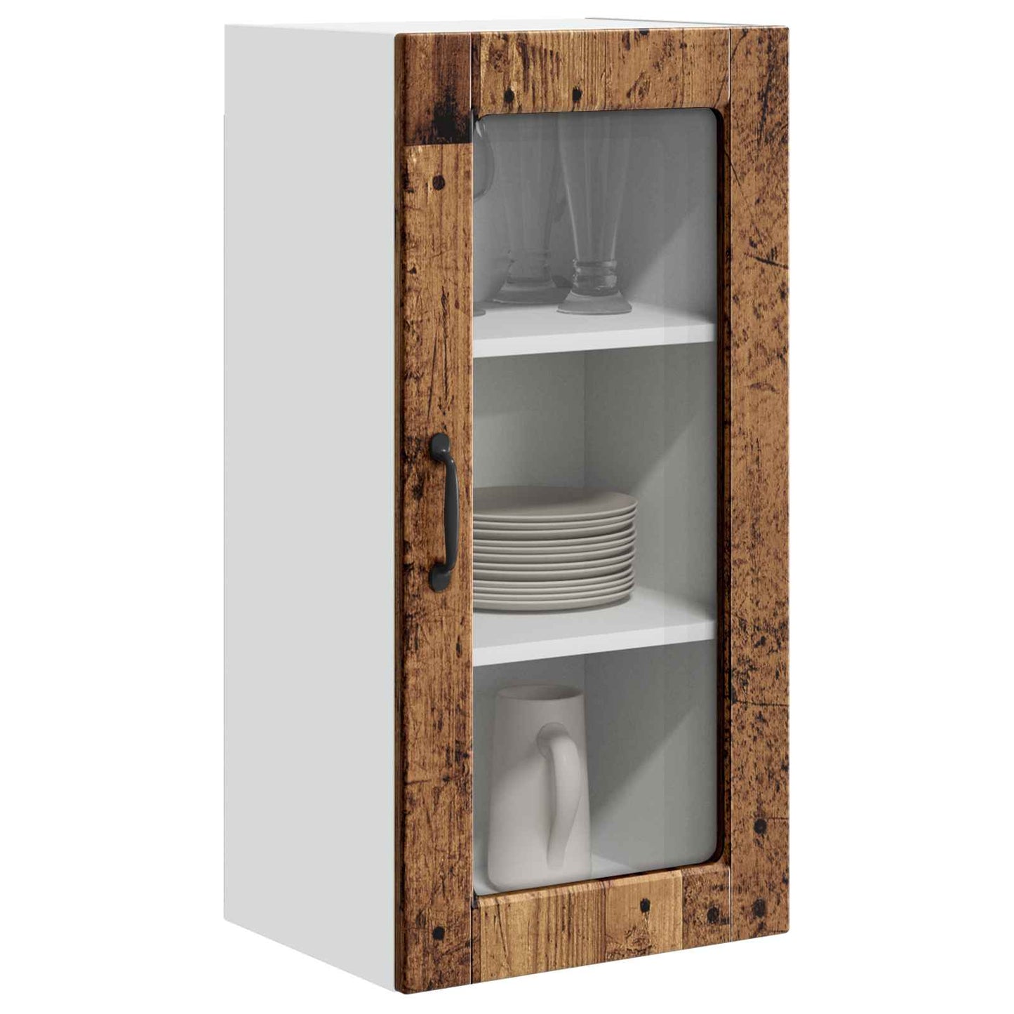 Wall Glass Cabinet LUCCA 2 pcs Old Wood Engineered Wood