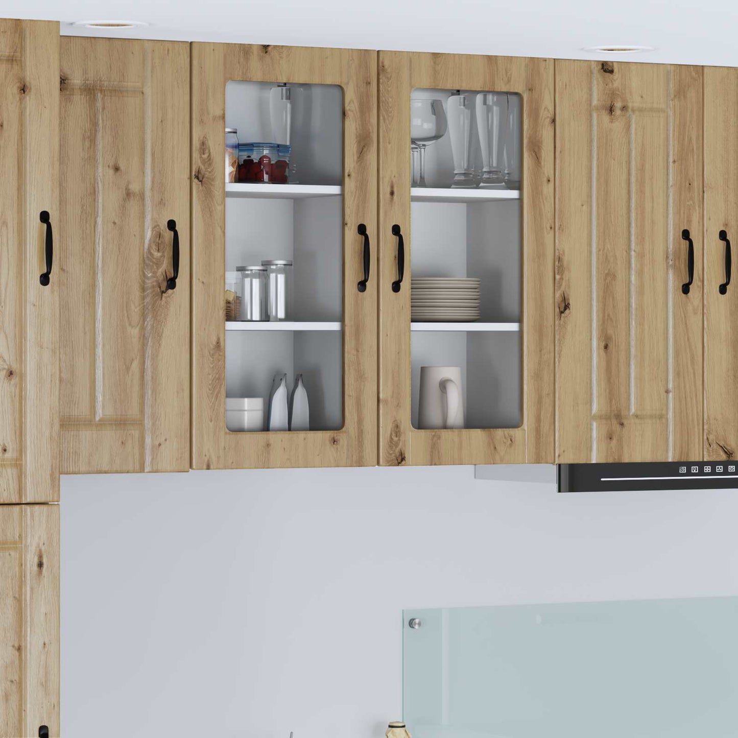 Wall Glass Cabinet LUCCA Artisan Oak 40 x 31 x 80 cm
