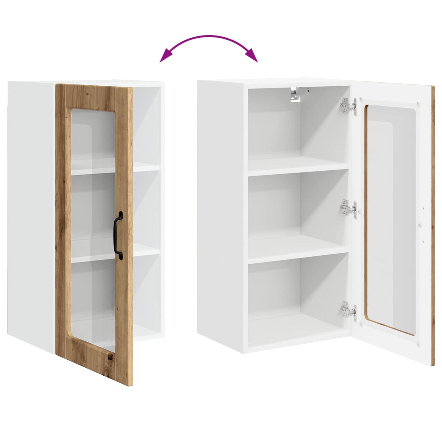 Wall Glass Cabinet LUCCA 2 pcs Artisan Oak Engineered Wood
