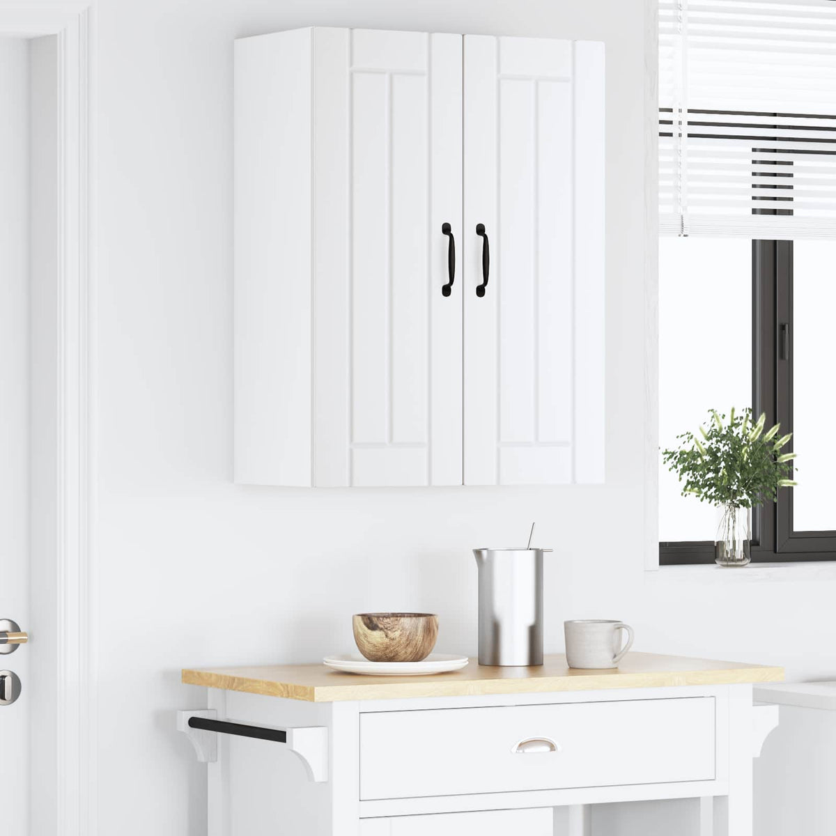 Wall Glass Cabinet LUCCA White 60 x 31 x 80 cm Engineered Wood