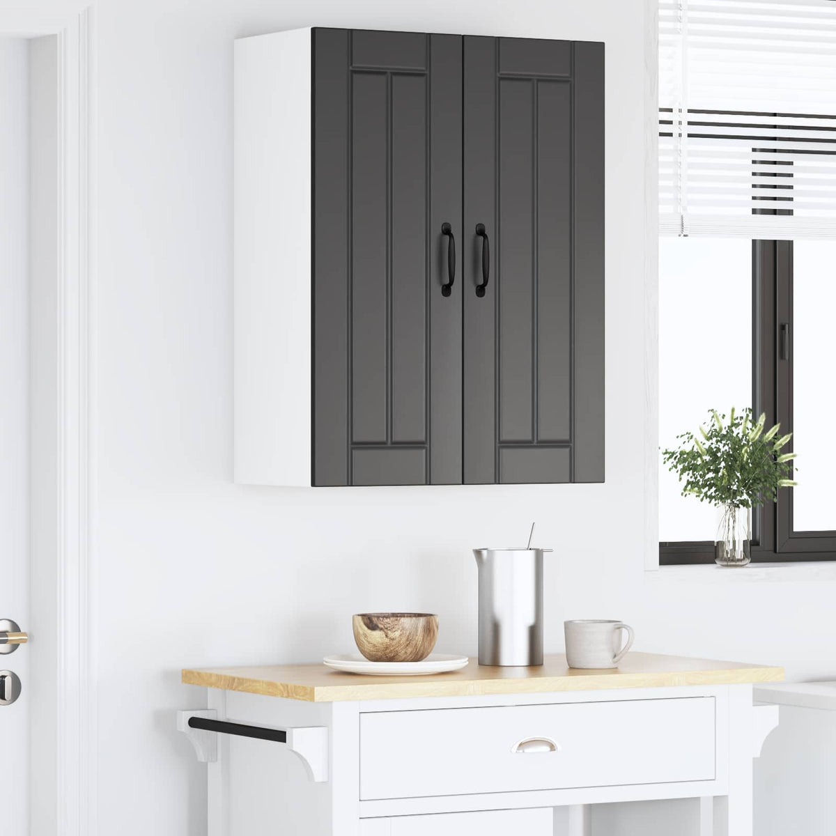 Wall Glass Cabinet LUCCA Black 60 x 31 x 80 cm Engineered Wood