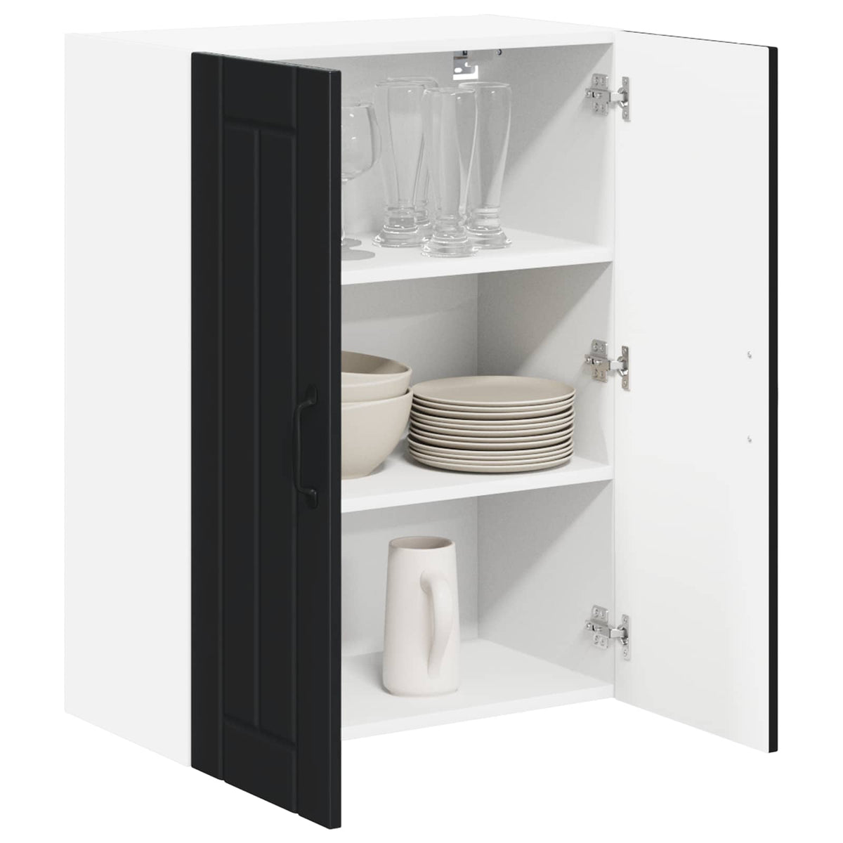 Wall Glass Cabinet LUCCA Black 60 x 31 x 80 cm Engineered Wood