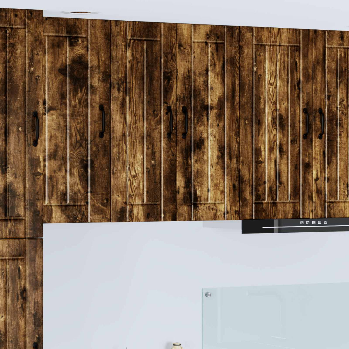 Wall Glass Cabinet LUCCA Smoked Oak 60 x 31 x 80 cm