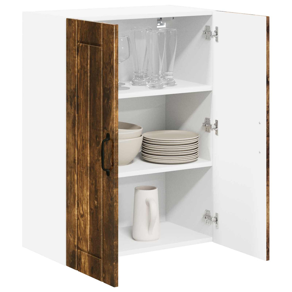 Wall Glass Cabinet LUCCA Smoked Oak 60 x 31 x 80 cm