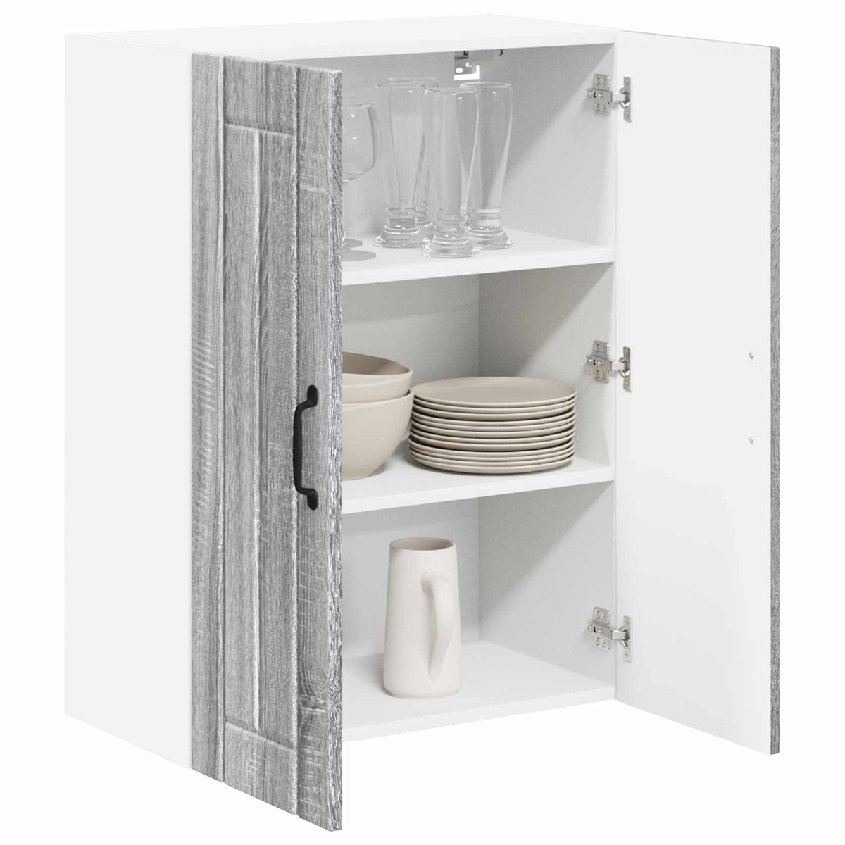 Wall Glass Cabinet LUCCA Grey Sonoma 60 x 31 x 80 cm