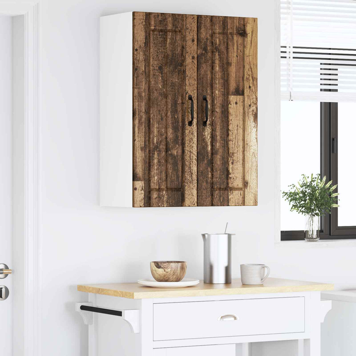 Wall Glass Cabinet LUCCA Old Wood 60 x 31 x 80 cm
