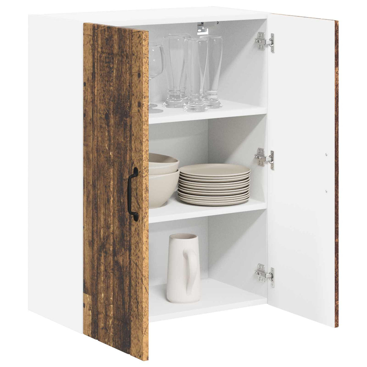 Wall Glass Cabinet LUCCA Old Wood 60 x 31 x 80 cm
