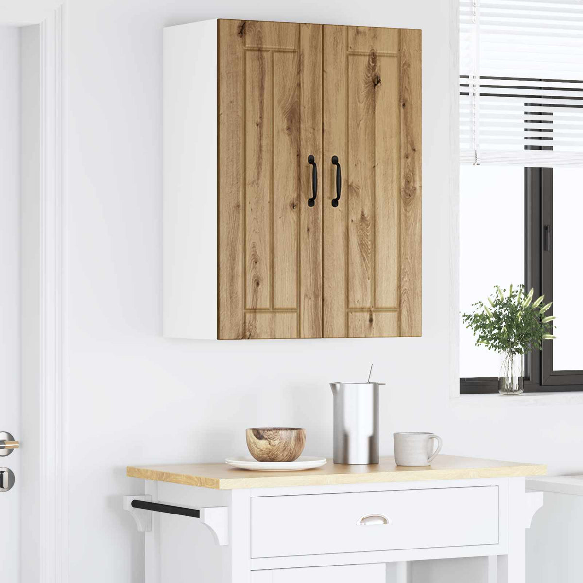 Wall Glass Cabinet LUCCA Artisan Oak 60 x 31 x 80 cm