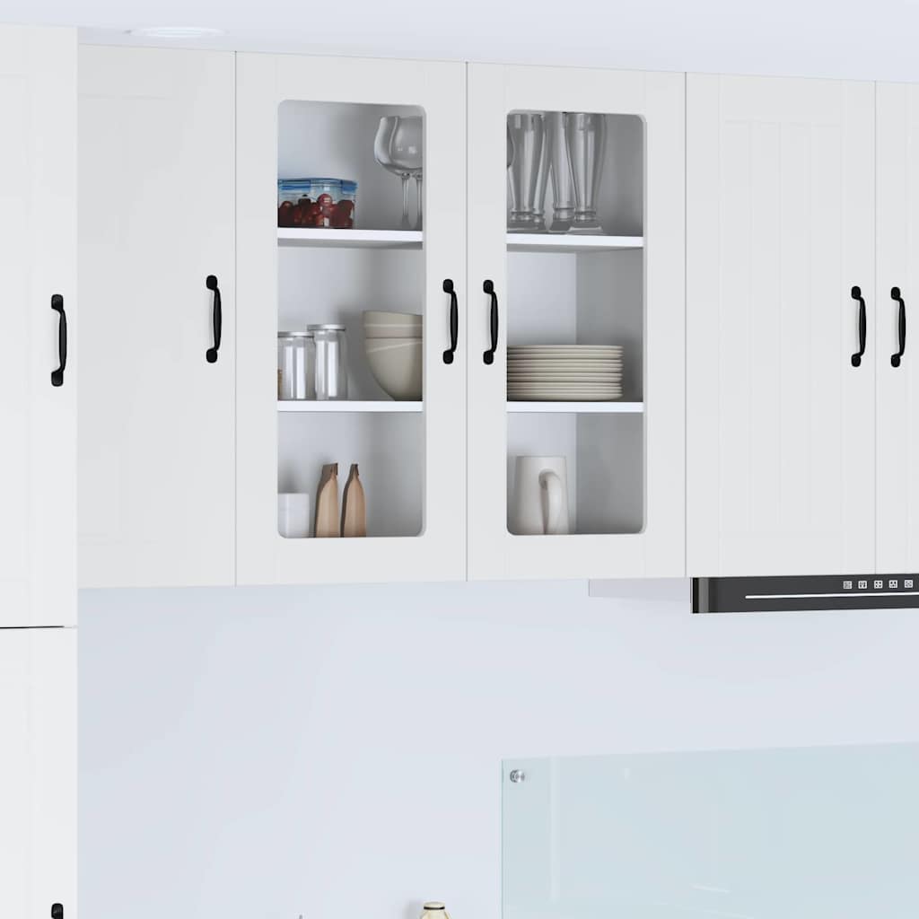 Wall Glass Cabinet LUCCA White 80 x 31 x 80 cm Engineered Wood