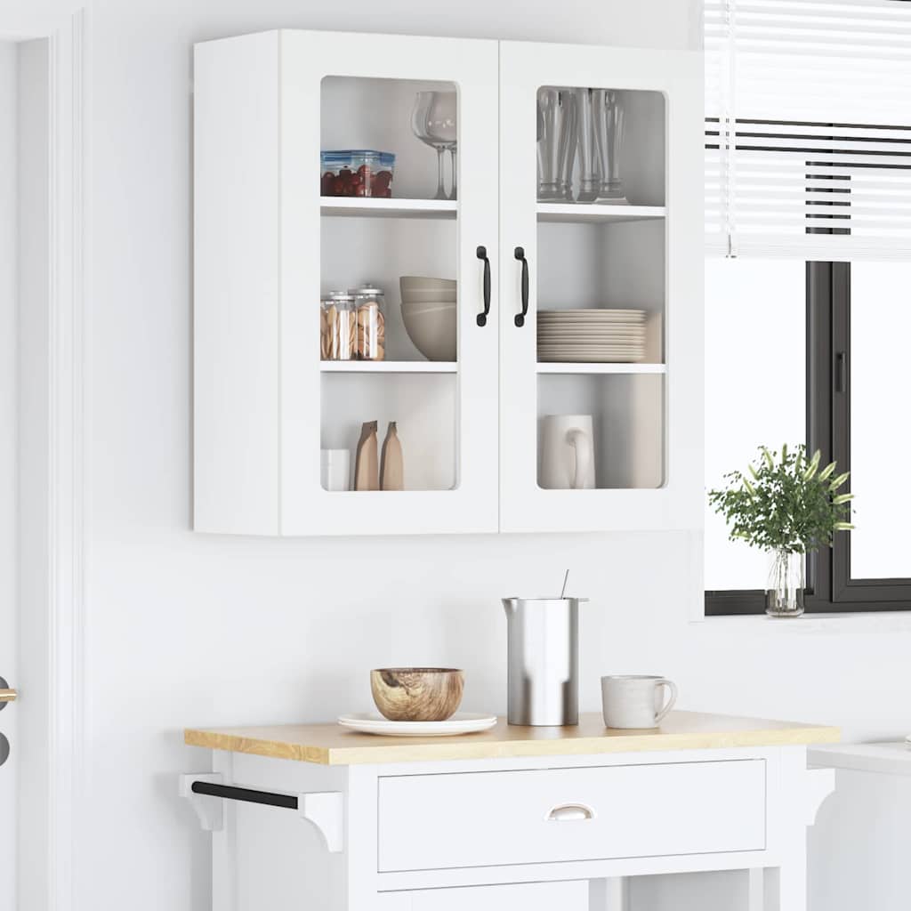 Wall Glass Cabinet LUCCA White 80 x 31 x 80 cm Engineered Wood