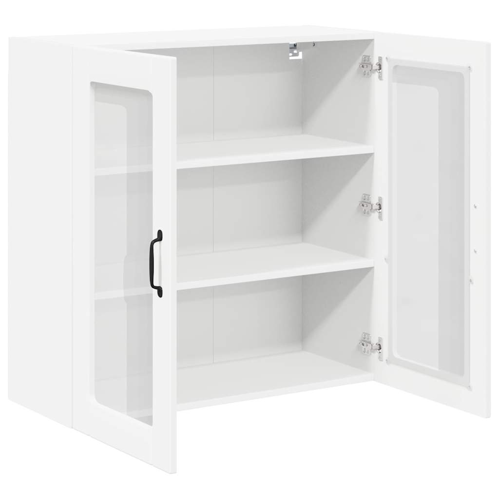 Wall Glass Cabinet LUCCA White 80 x 31 x 80 cm Engineered Wood