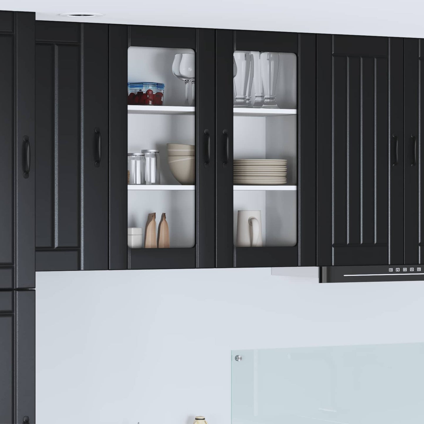 Wall Glass Cabinet LUCCA Black 80 x 31 x 80 cm Engineered Wood