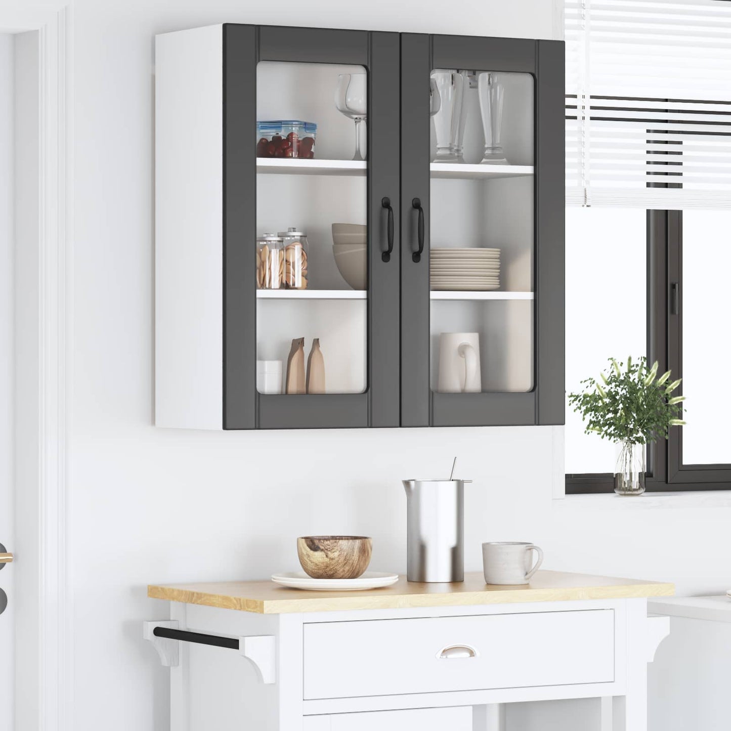 Wall Glass Cabinet LUCCA Black 80 x 31 x 80 cm Engineered Wood