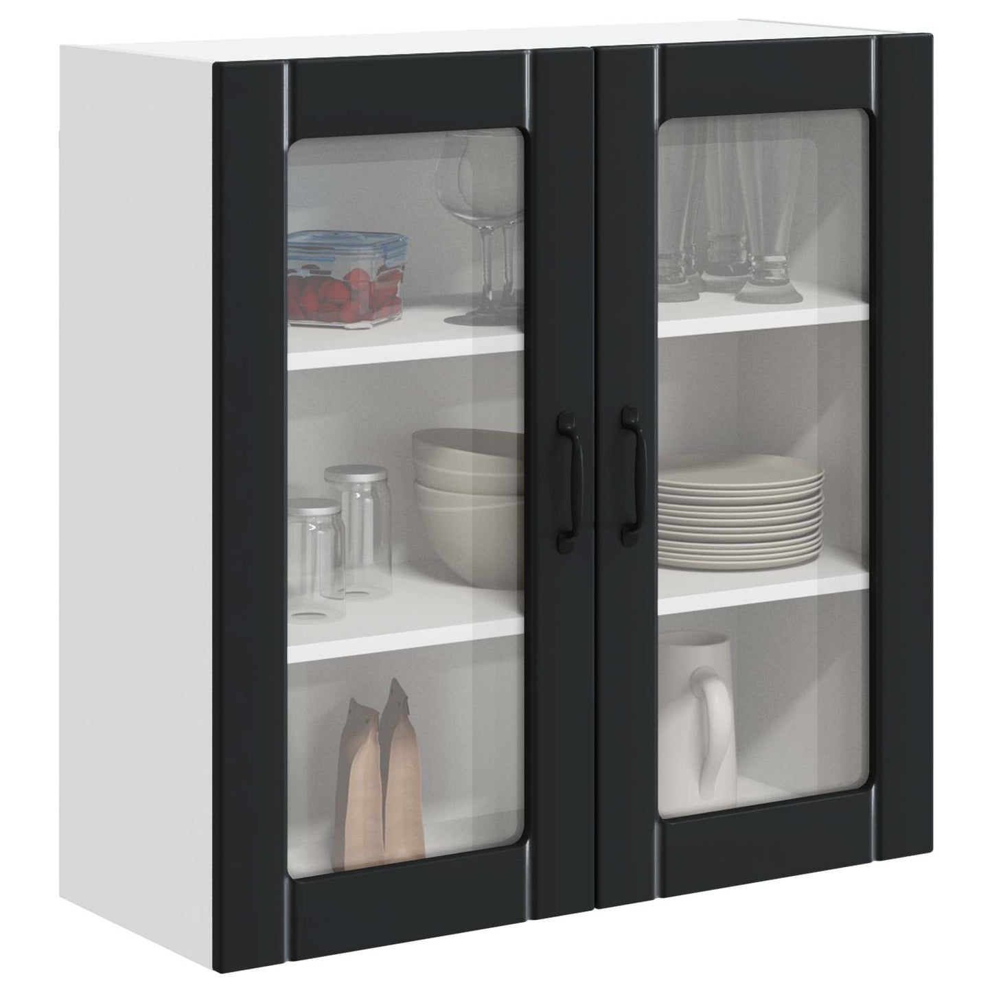 Wall Glass Cabinet LUCCA Black 80 x 31 x 80 cm Engineered Wood
