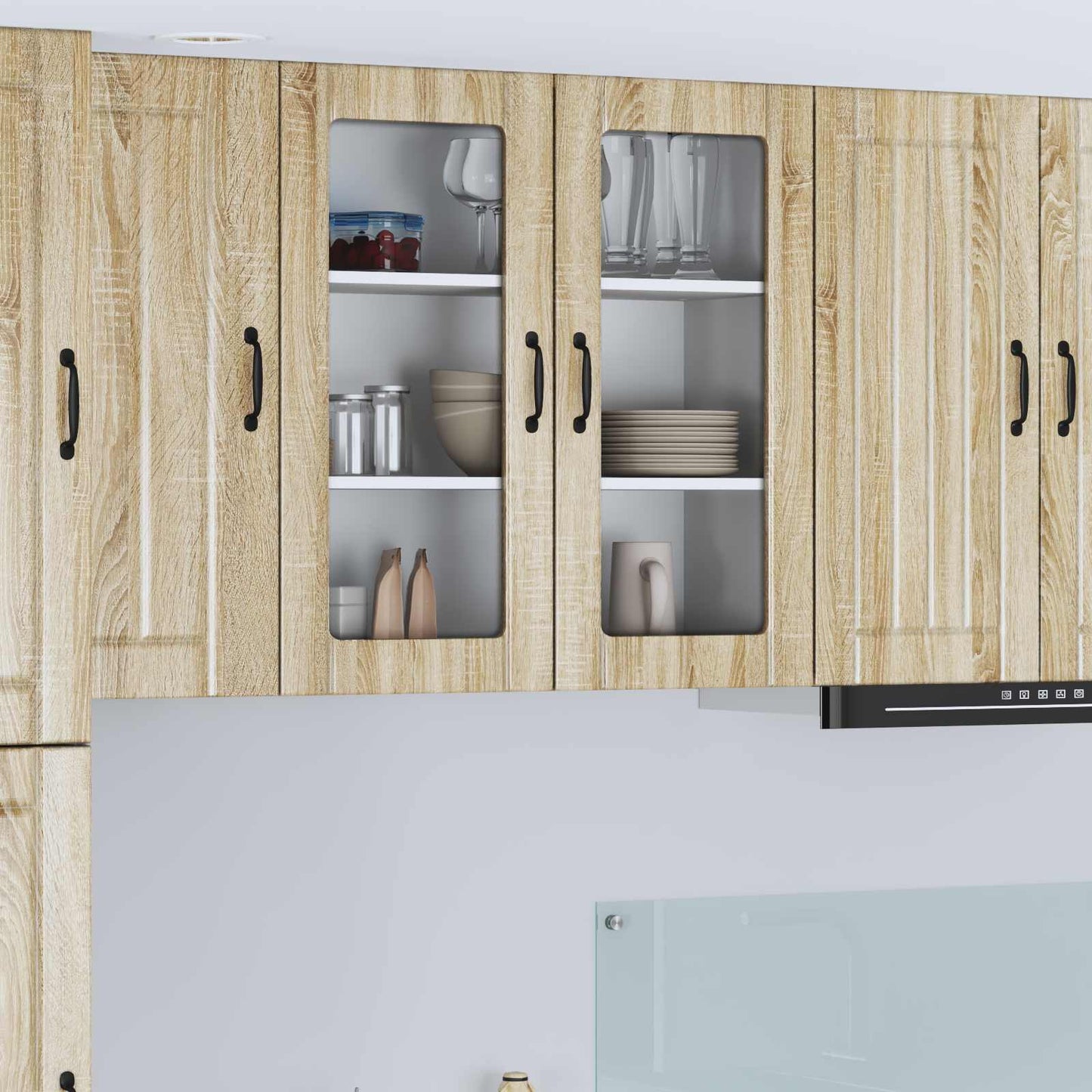 Wall Glass Cabinet LUCCA Sonoma Oak 80 x 31 x 80 cm