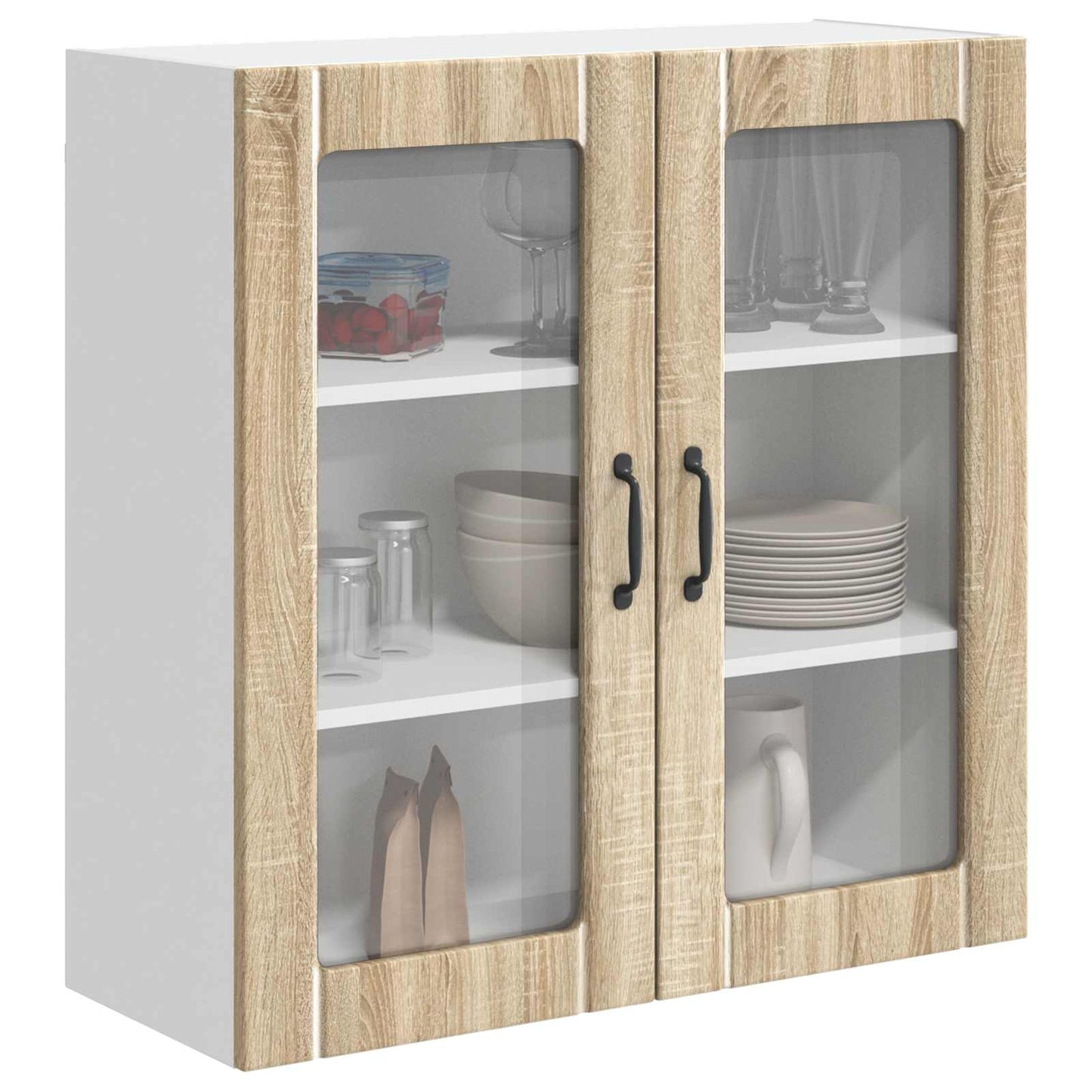 Wall Glass Cabinet LUCCA Sonoma Oak 80 x 31 x 80 cm