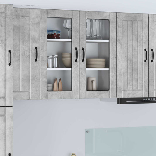 Wall Glass Cabinet LUCCA Concrete Grey 80 x 31 x 80 cm