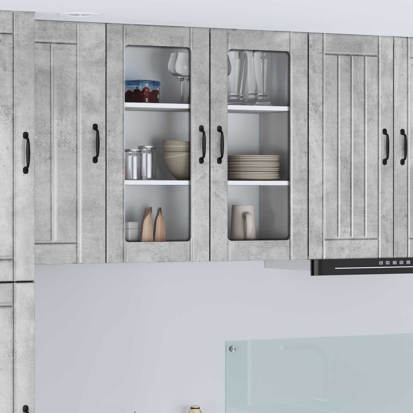 Wall Glass Cabinet LUCCA Concrete Grey 80 x 31 x 80 cm
