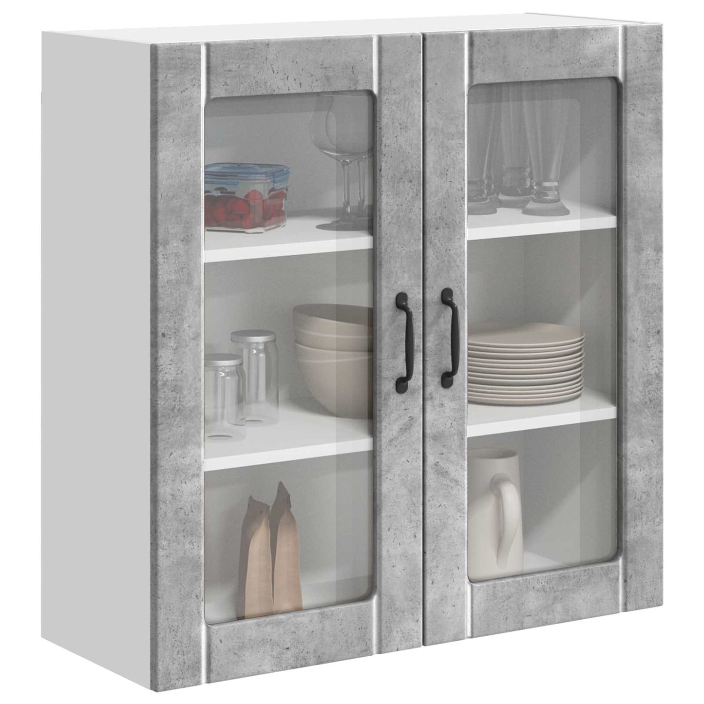 Wall Glass Cabinet LUCCA Concrete Grey 80 x 31 x 80 cm