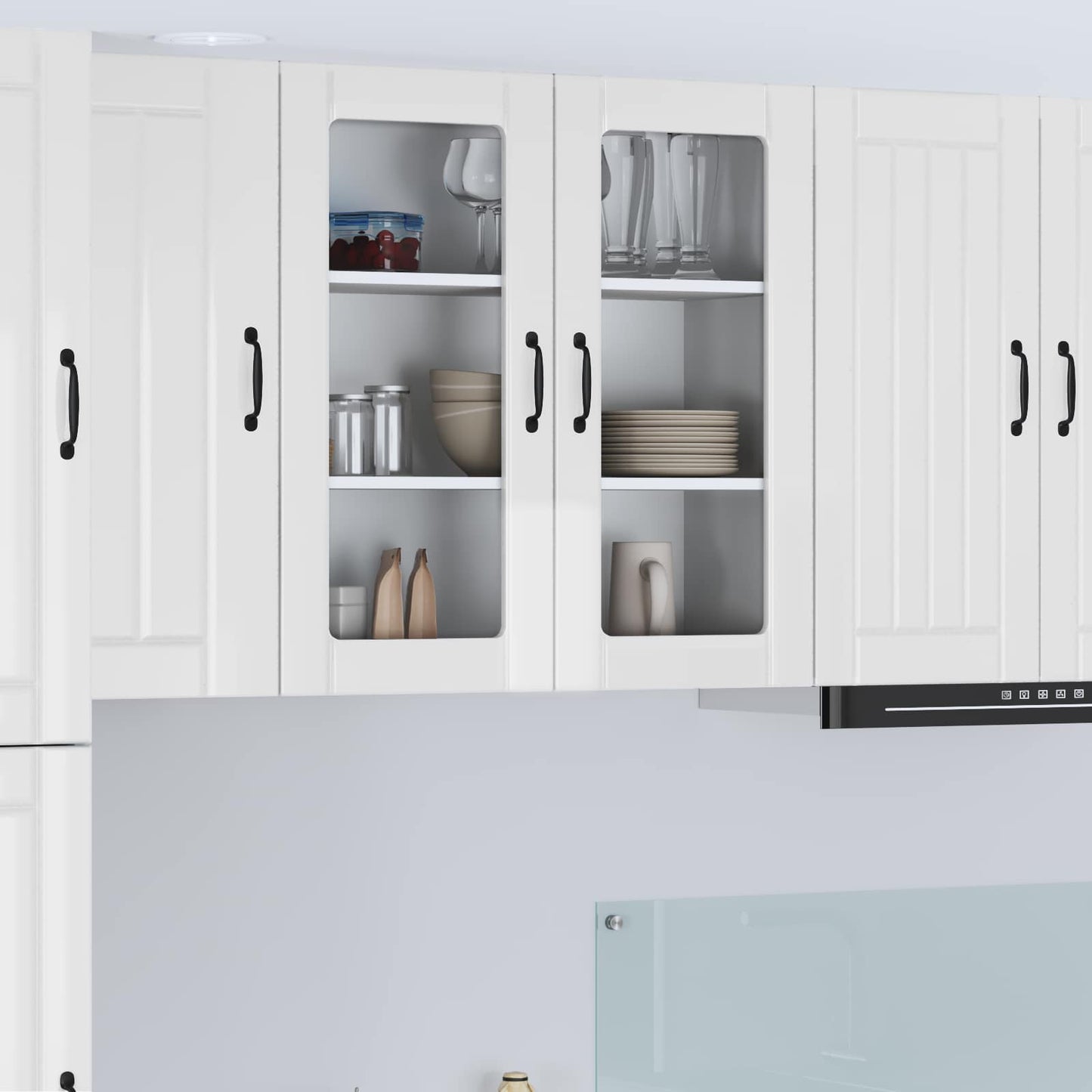 Wall Glass Cabinet LUCCA High Gloss White 80 x 31 x 80 cm