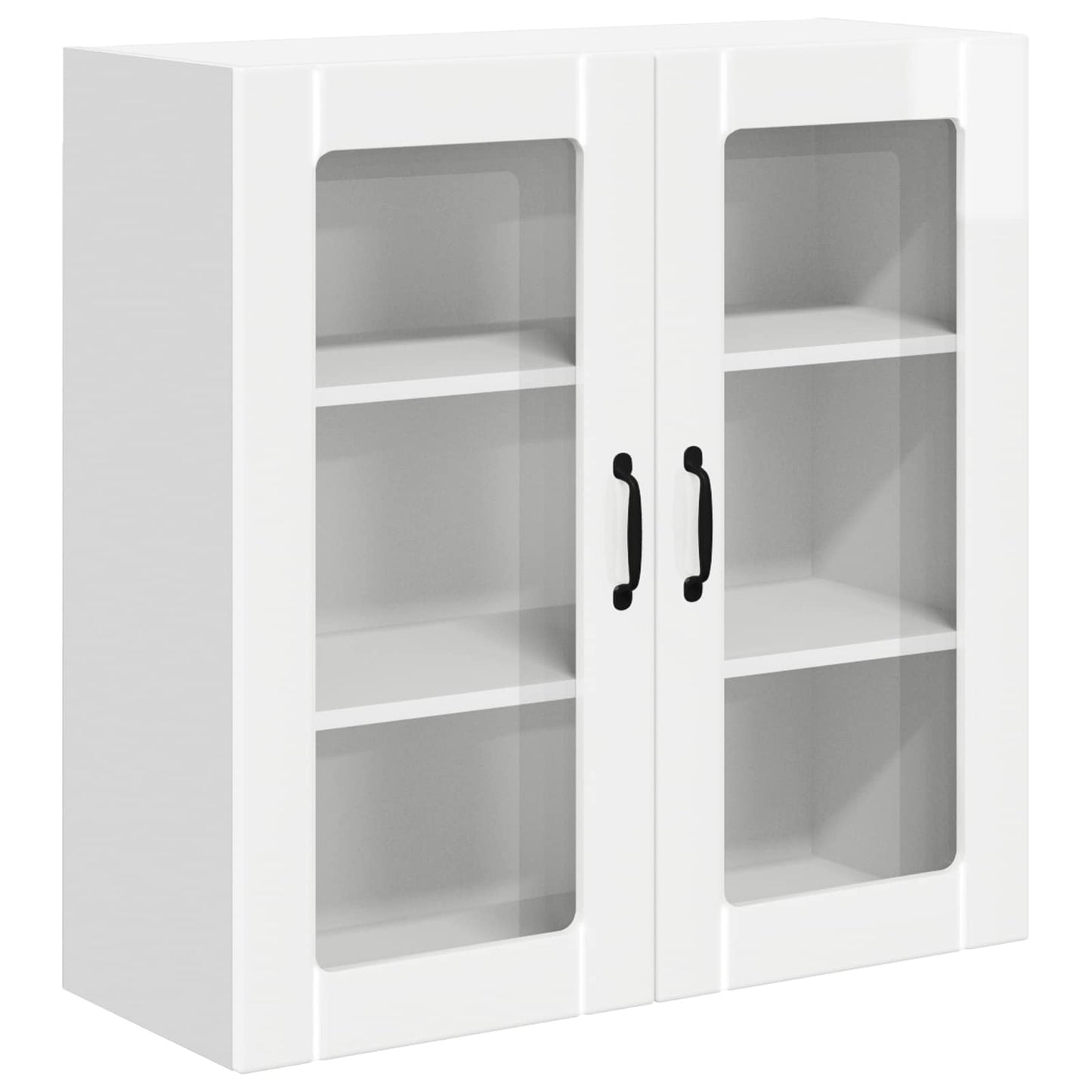 Wall Glass Cabinet LUCCA High Gloss White 80 x 31 x 80 cm