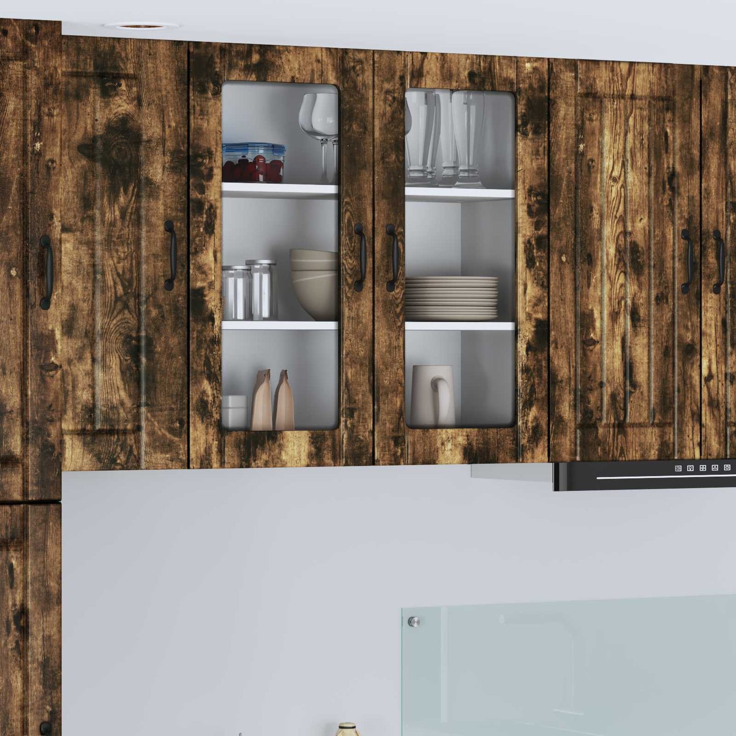 Wall Glass Cabinet Lucca Smoked Oak 80 x 31 x 80 cm