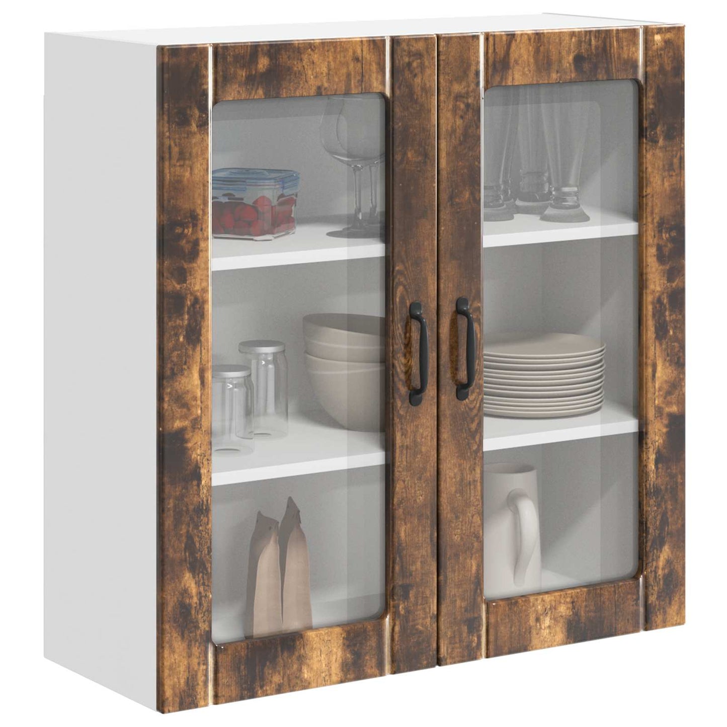 Wall Glass Cabinet Lucca Smoked Oak 80 x 31 x 80 cm