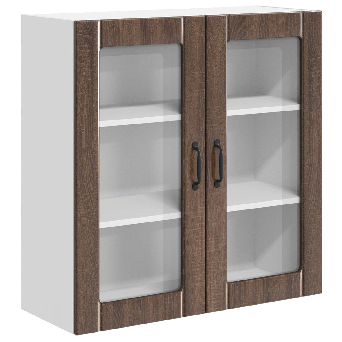 Wall Glass Cabinet LUCCA Brown Oak 80 x 31 x 80 cm