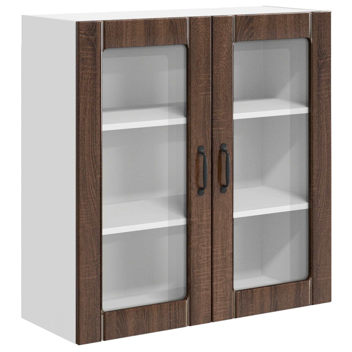 Wall Glass Cabinet LUCCA Brown Oak 80 x 31 x 80 cm