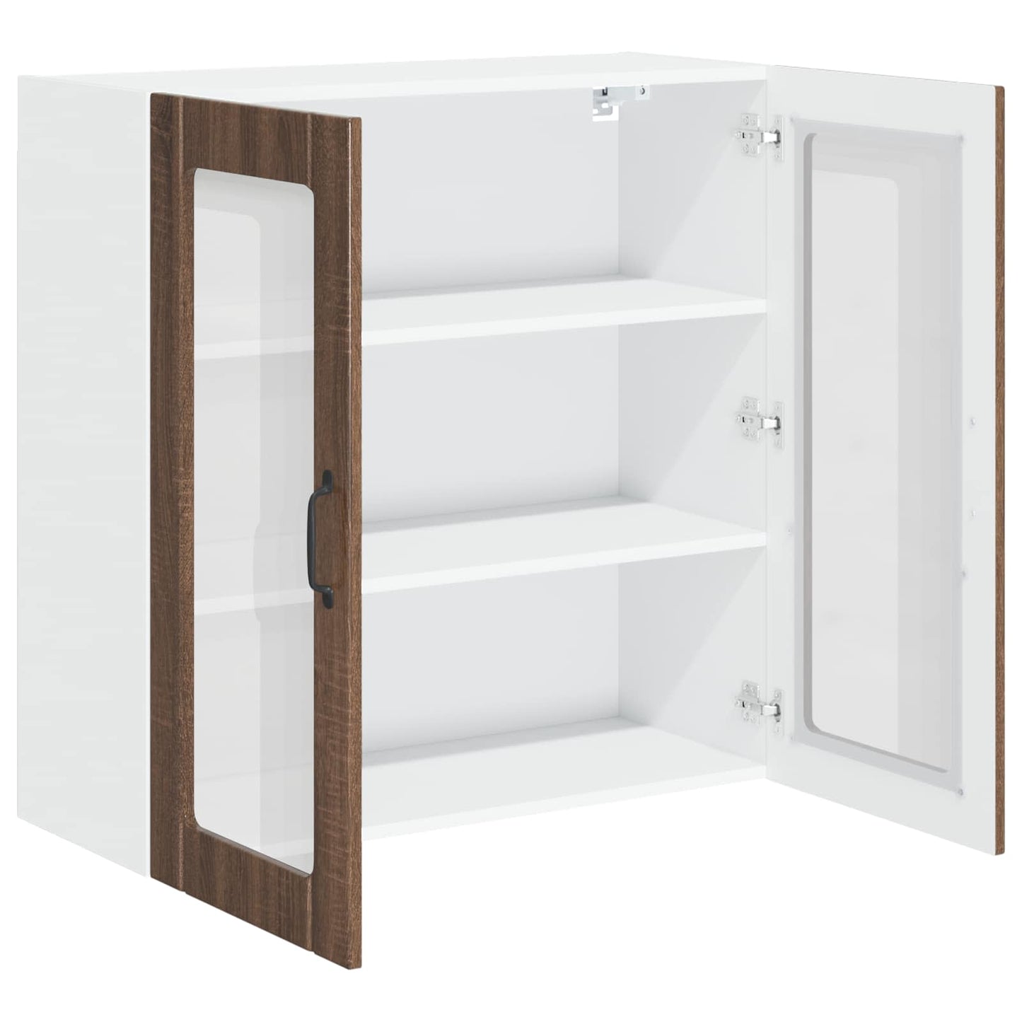 Wall Glass Cabinet LUCCA Brown Oak 80 x 31 x 80 cm