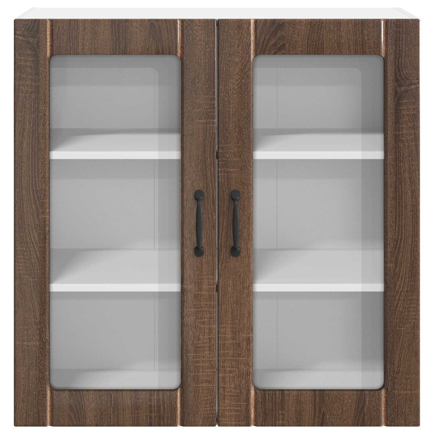 Wall Glass Cabinet LUCCA Brown Oak 80 x 31 x 80 cm