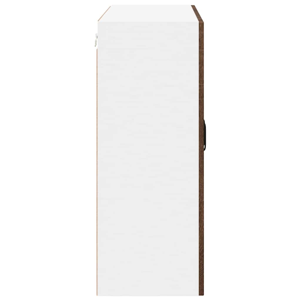 Wall Glass Cabinet LUCCA Brown Oak 80 x 31 x 80 cm