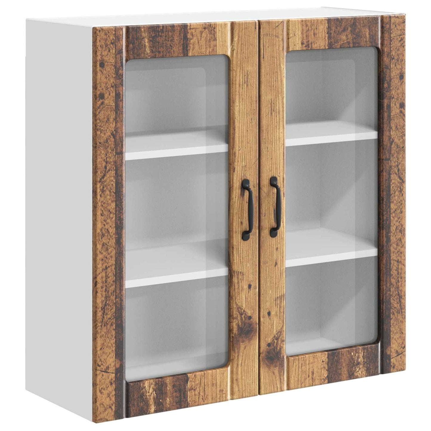 Wall Glass Cabinet LUCCA Old Wood 80 x 31 x 80 cm