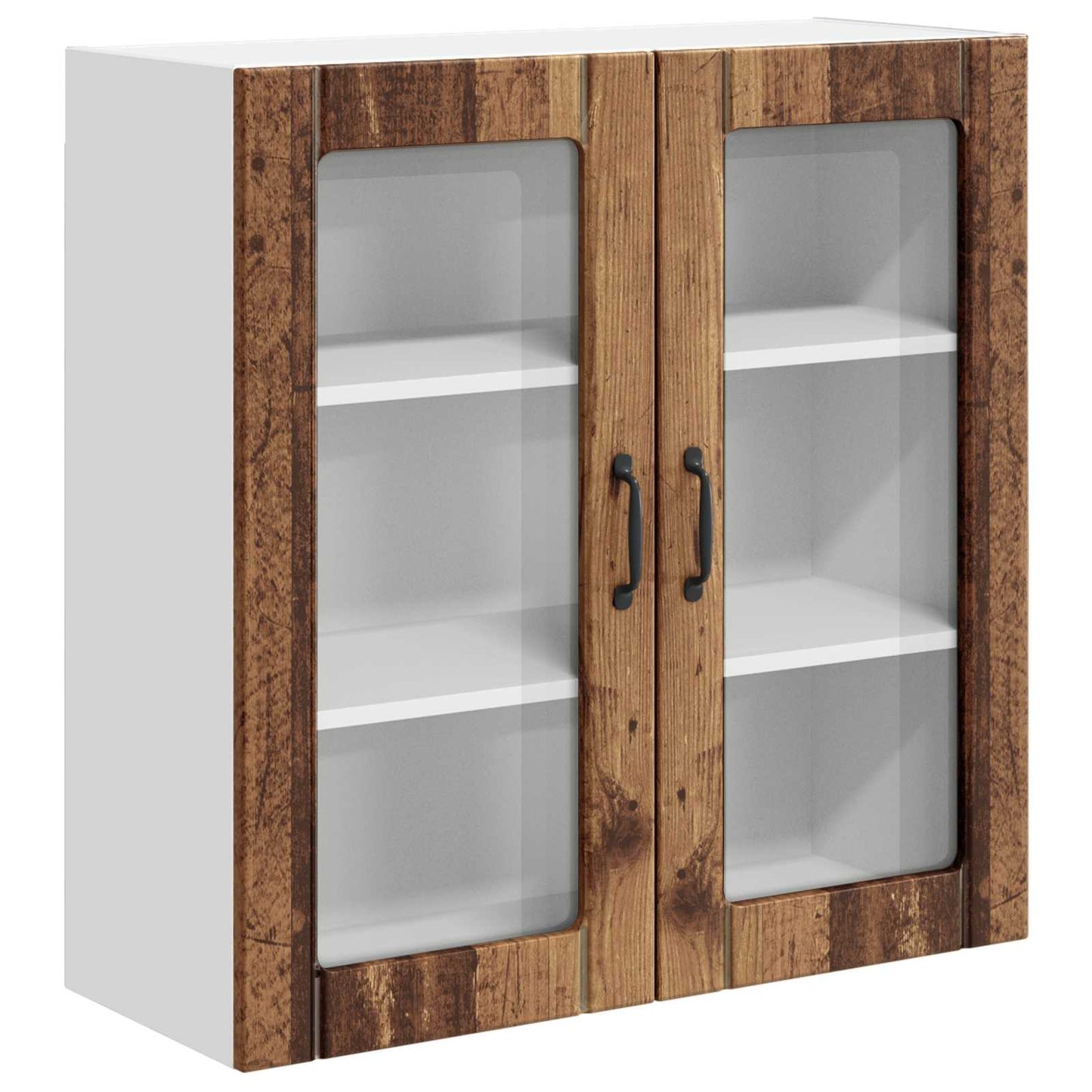 Wall Glass Cabinet LUCCA Old Wood 80 x 31 x 80 cm