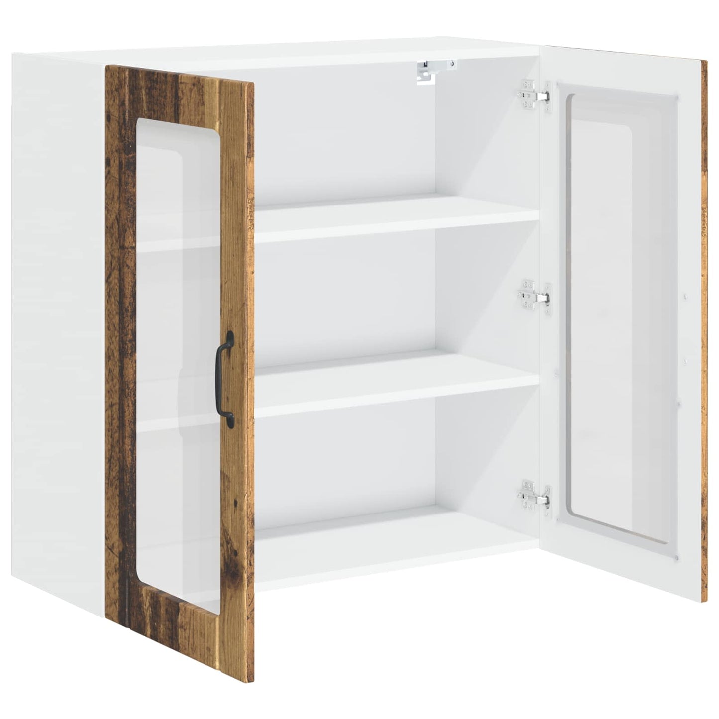 Wall Glass Cabinet LUCCA Old Wood 80 x 31 x 80 cm